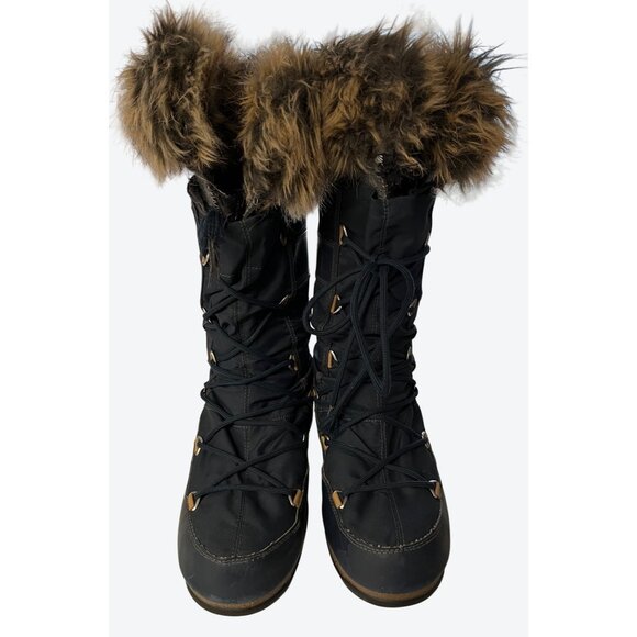 Moon Boot The Original Women's Monaco WP-2 Faux Fur Boots Navy US 9 - Picture 2 of 16